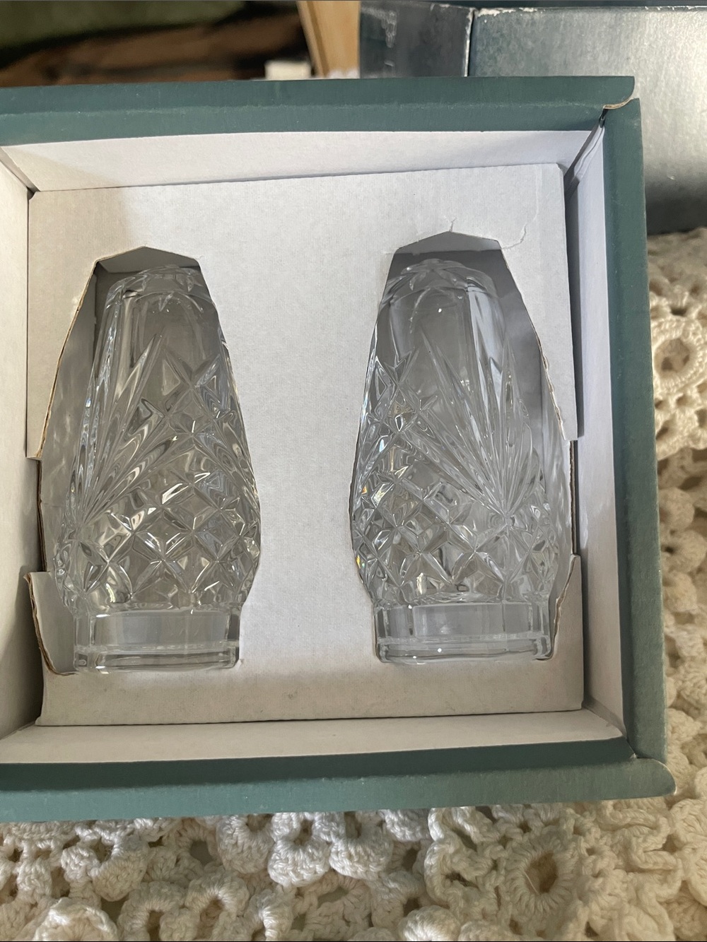 Faceted Clear Crystal Glass Salt and Pepper Shakers